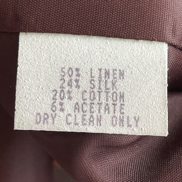 JENNE MAAG Women's Size Large Brown Copper Linen Silk Snap Front Lined Pant Suit - Picture 9 of 10